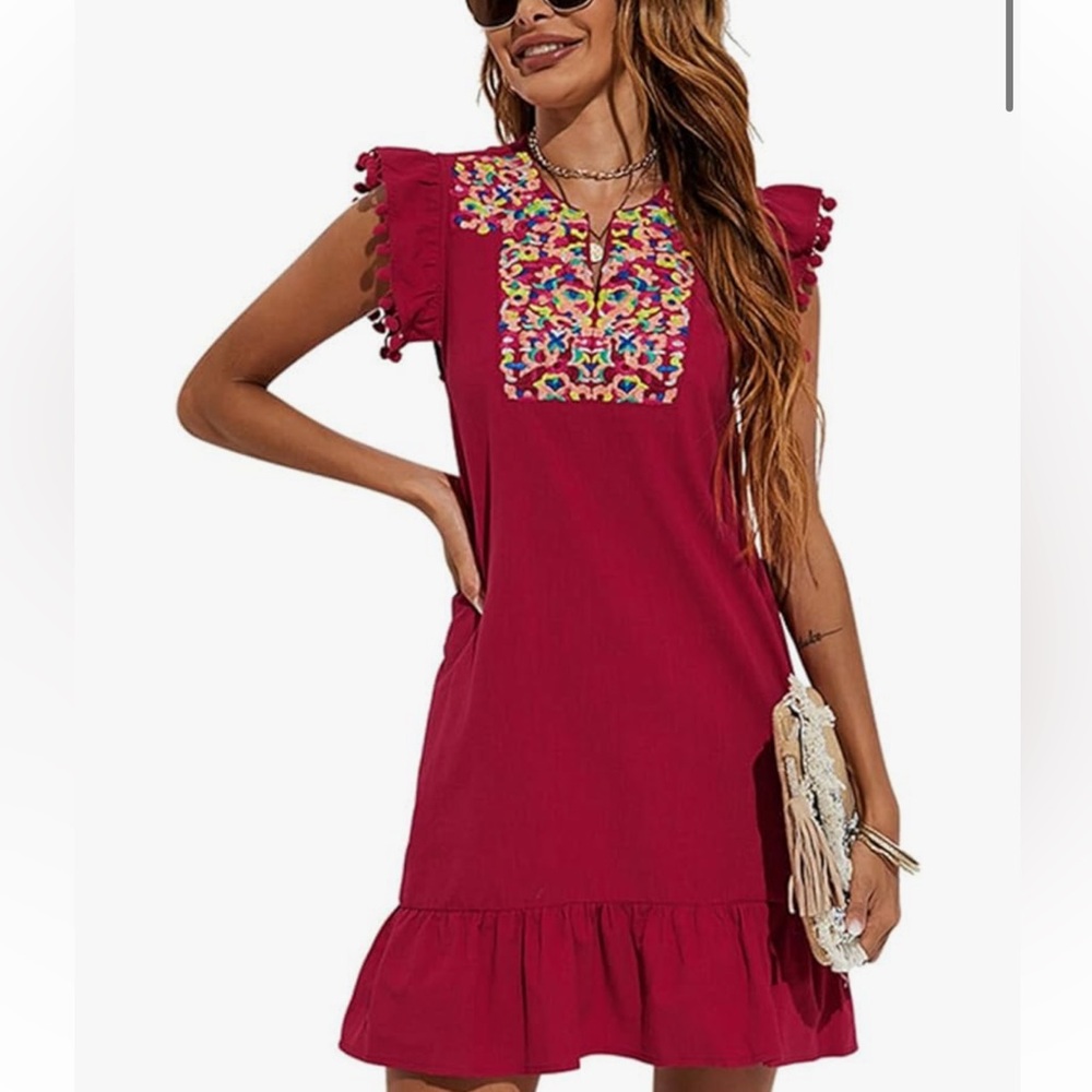 Embroidered Red Dress